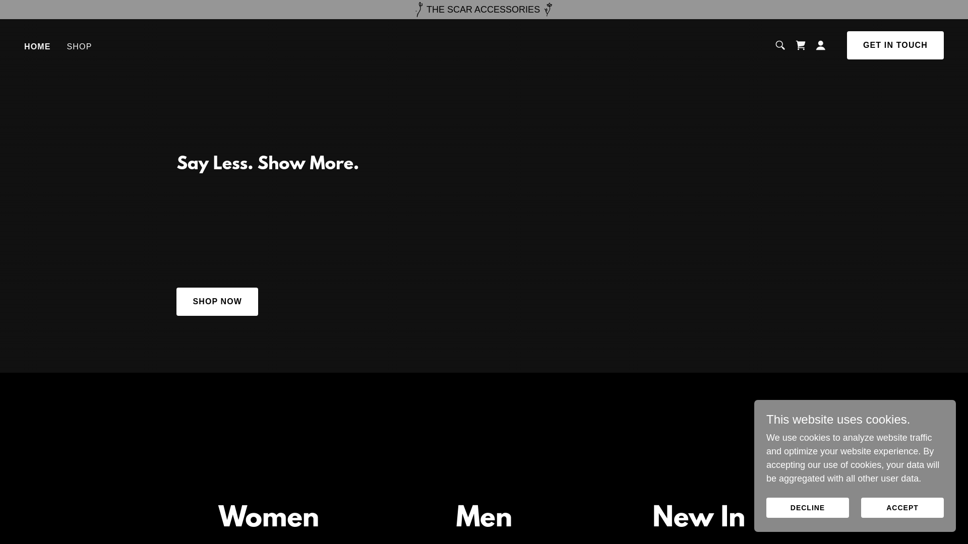 website screenshot of https://thescaraccessories.com/