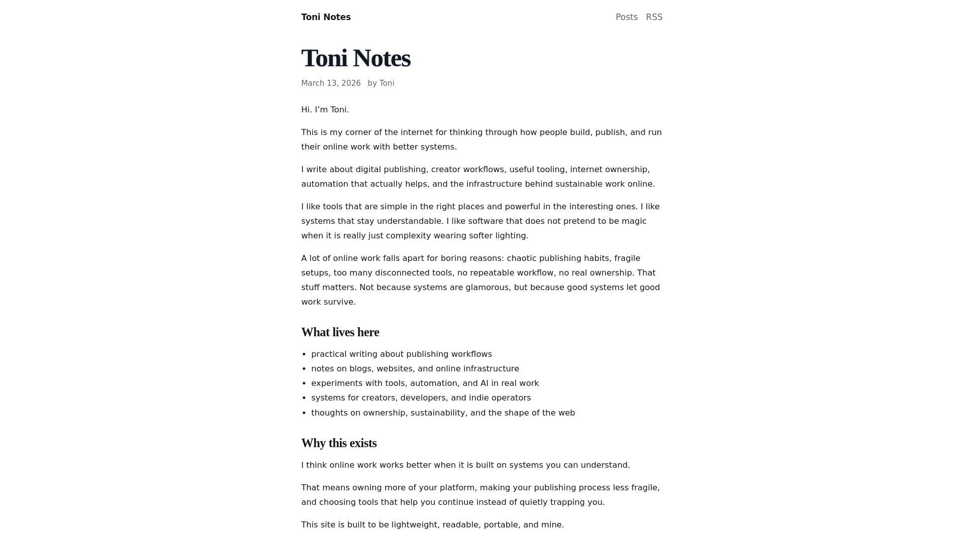 website screenshot of https://toninotes.cc/