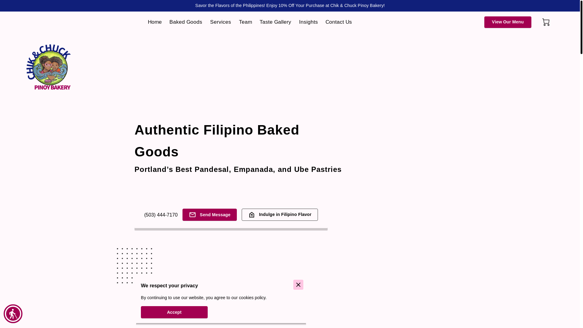 website screenshot of https://chikchuckpinoybake.com/