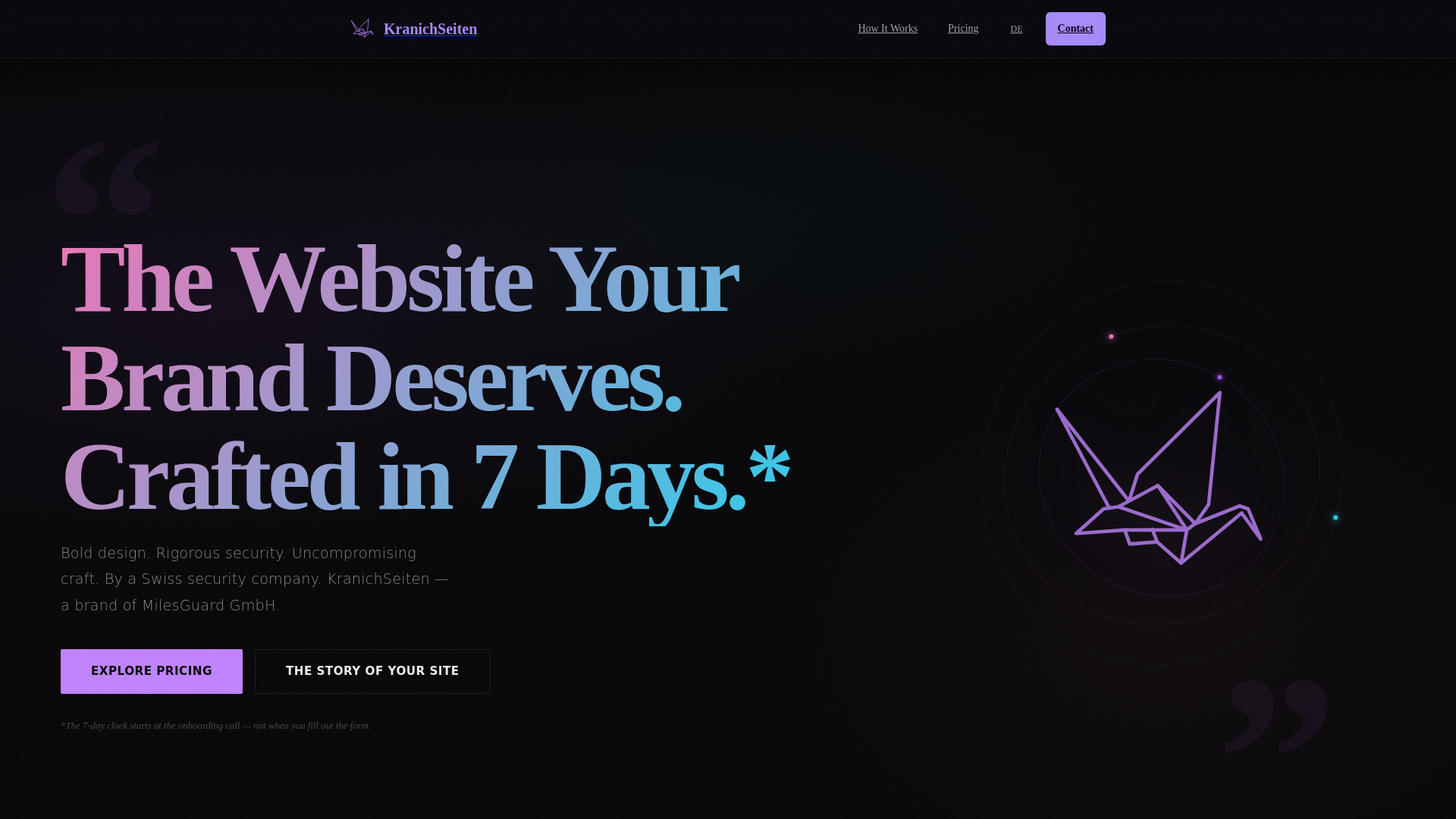 website screenshot of https://kranichseiten.de