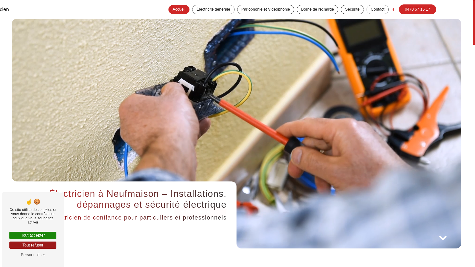 website screenshot of https://johanlelectricien.be/