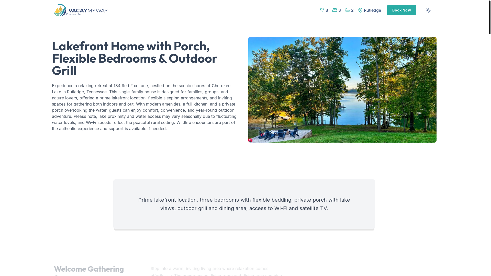 website screenshot of https://cherokeelakeview.house/