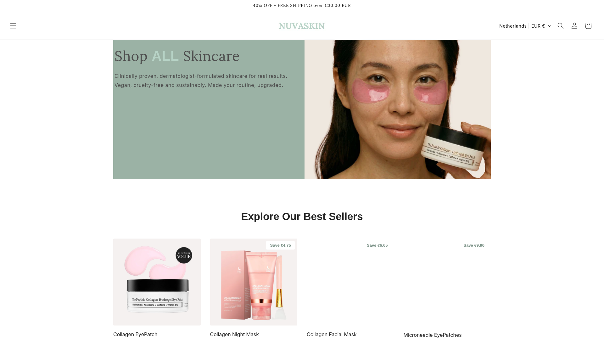 website screenshot of https://nuvaskin.shop/