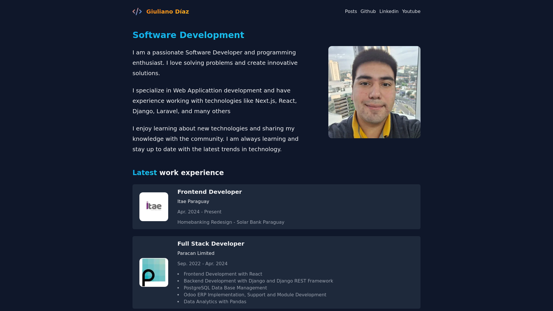 website screenshot of https://giulianodiaz.dev/