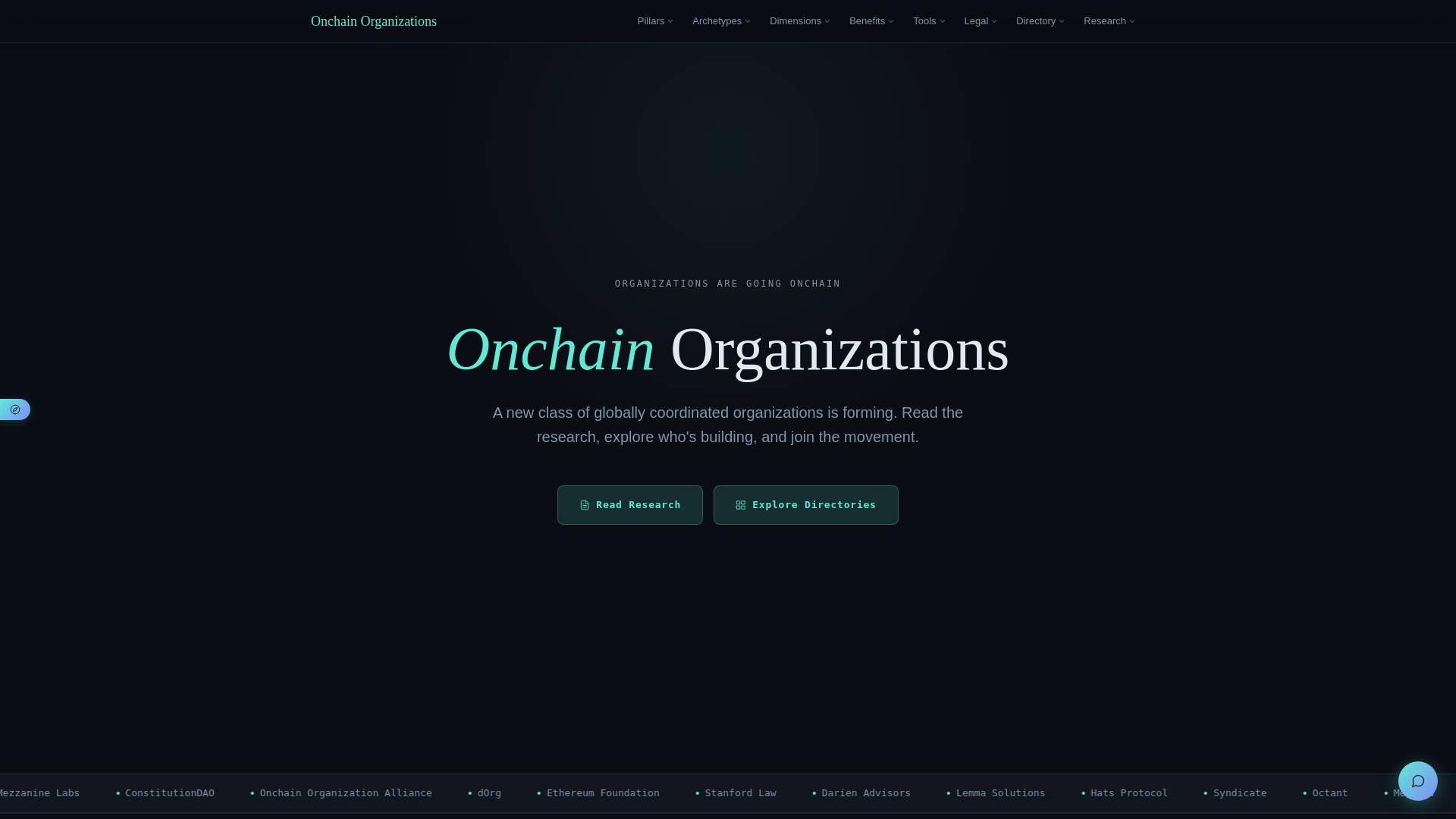 website screenshot of https://onchainorgs.com/