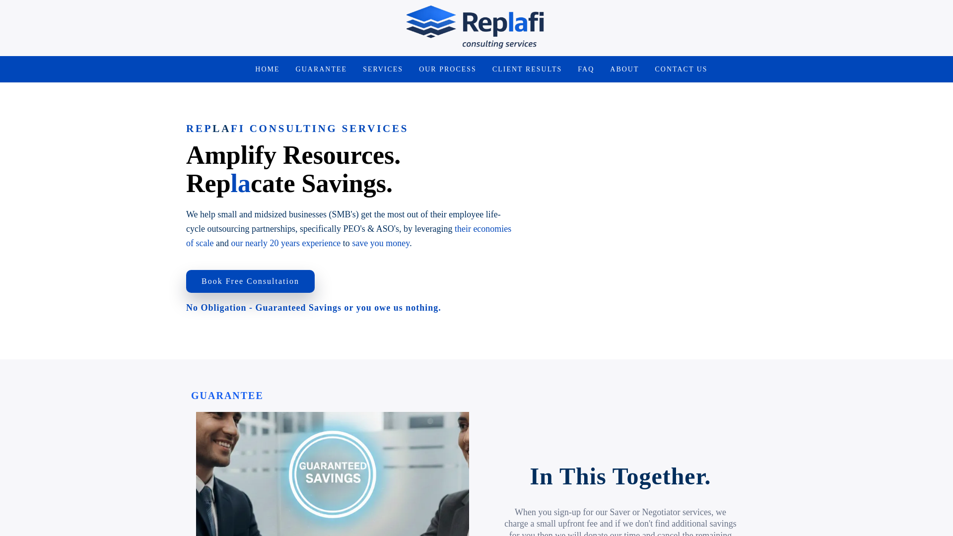 website screenshot of https://replafi.com/