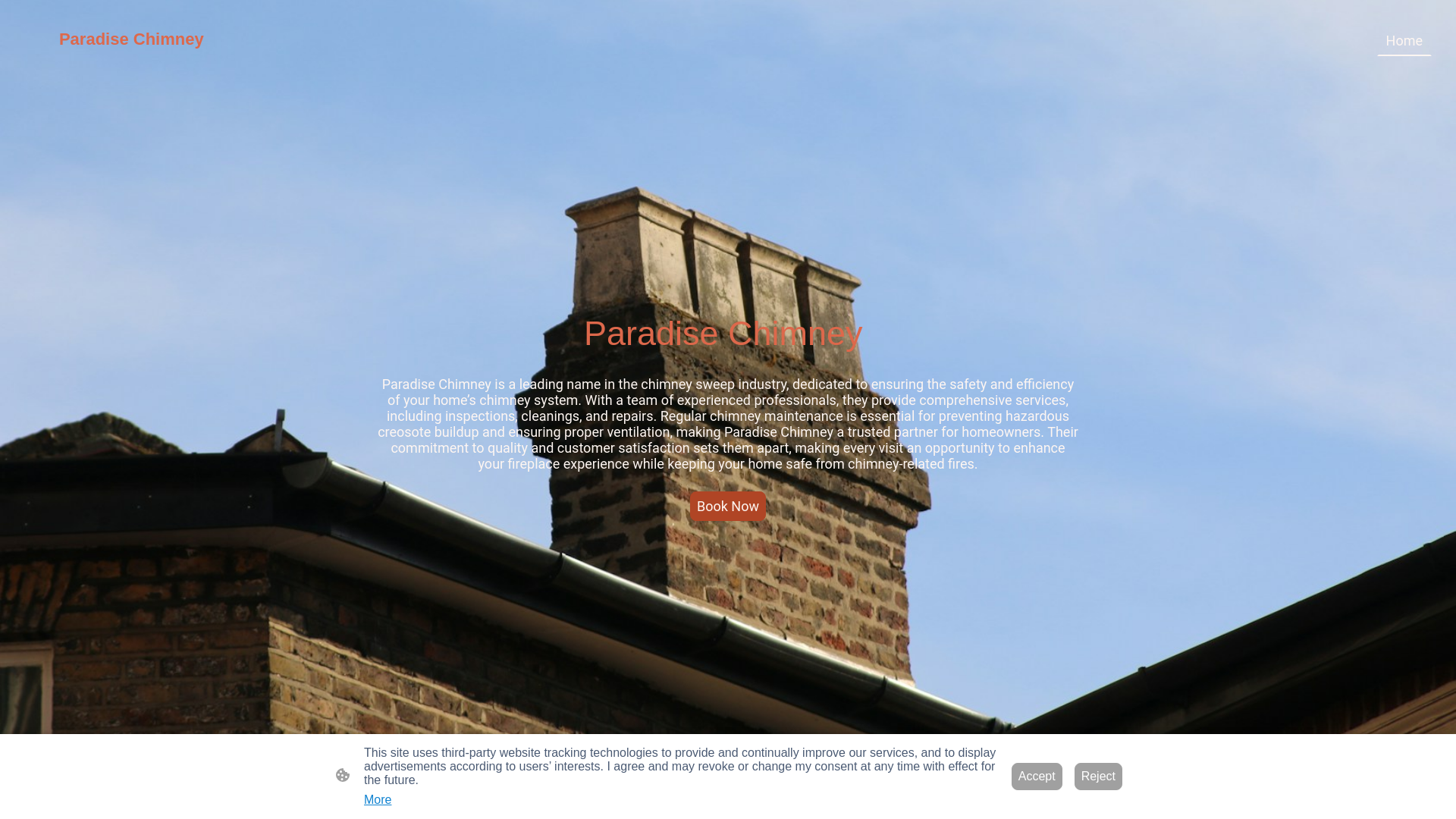 website screenshot of https://paradisechimney.com/