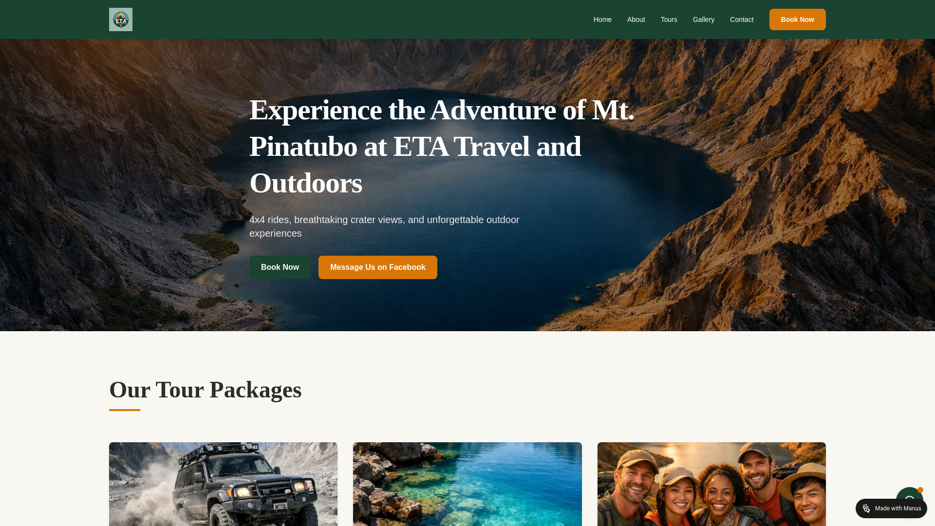 website screenshot of https://etatravelandoutdoors.com/
