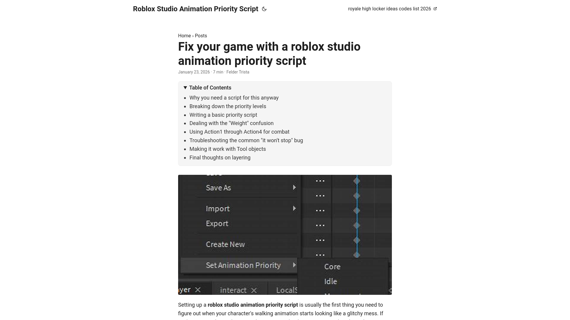 website screenshot of https://roblox-studio-animation-priority-script.pages.dev/