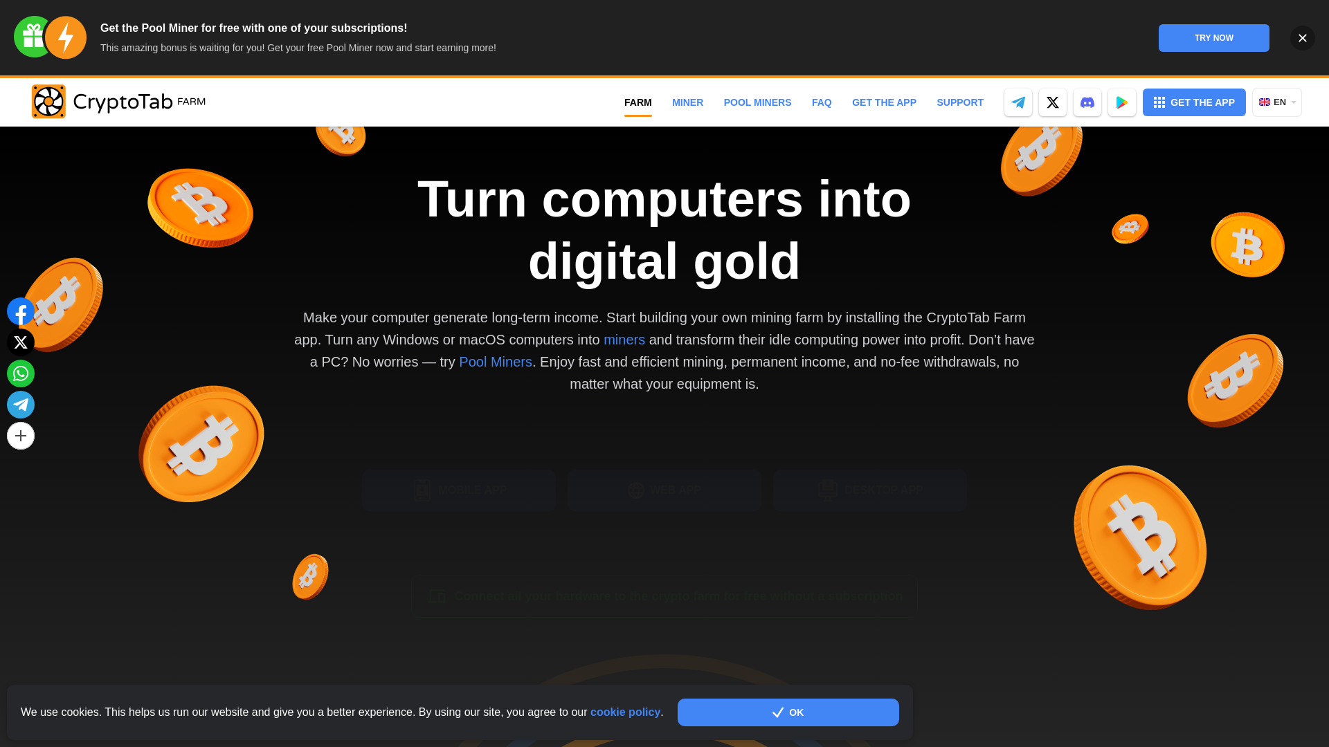 website screenshot of https://cryptotab.farm