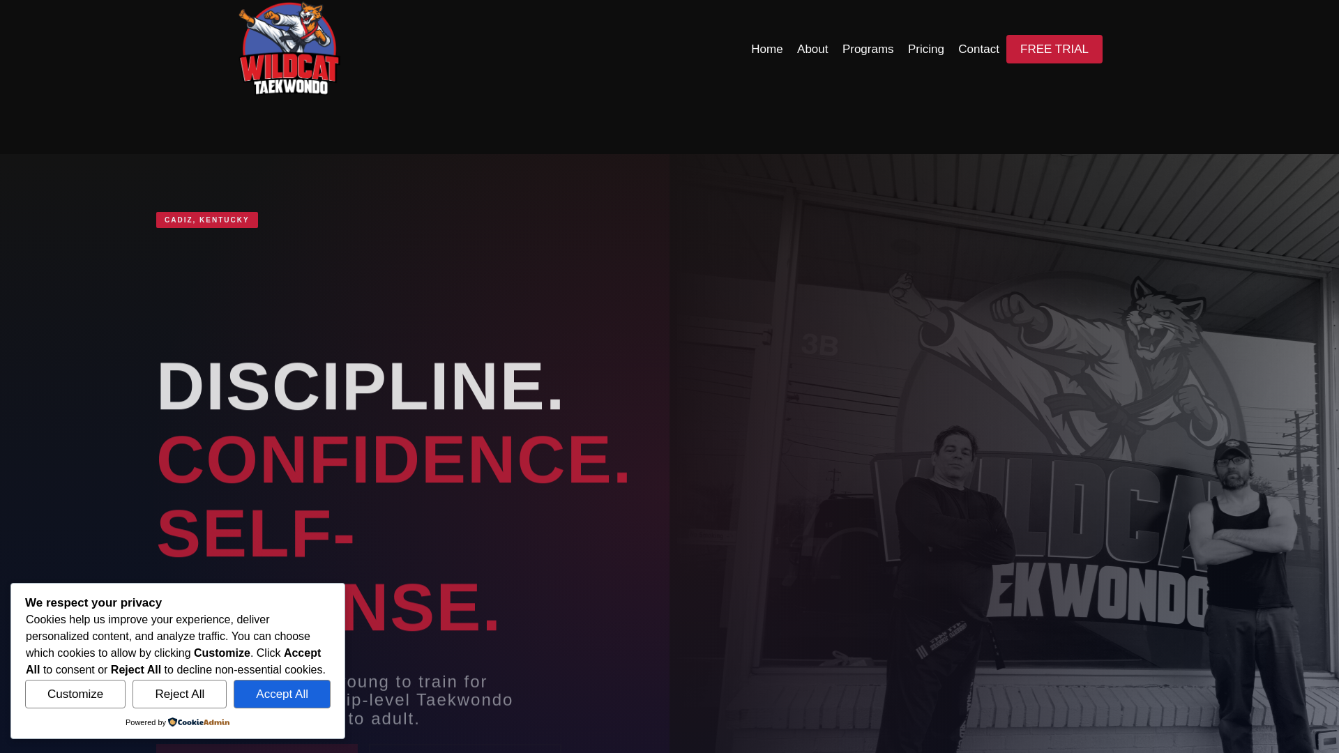 website screenshot of https://wildcattaekwondo.com/