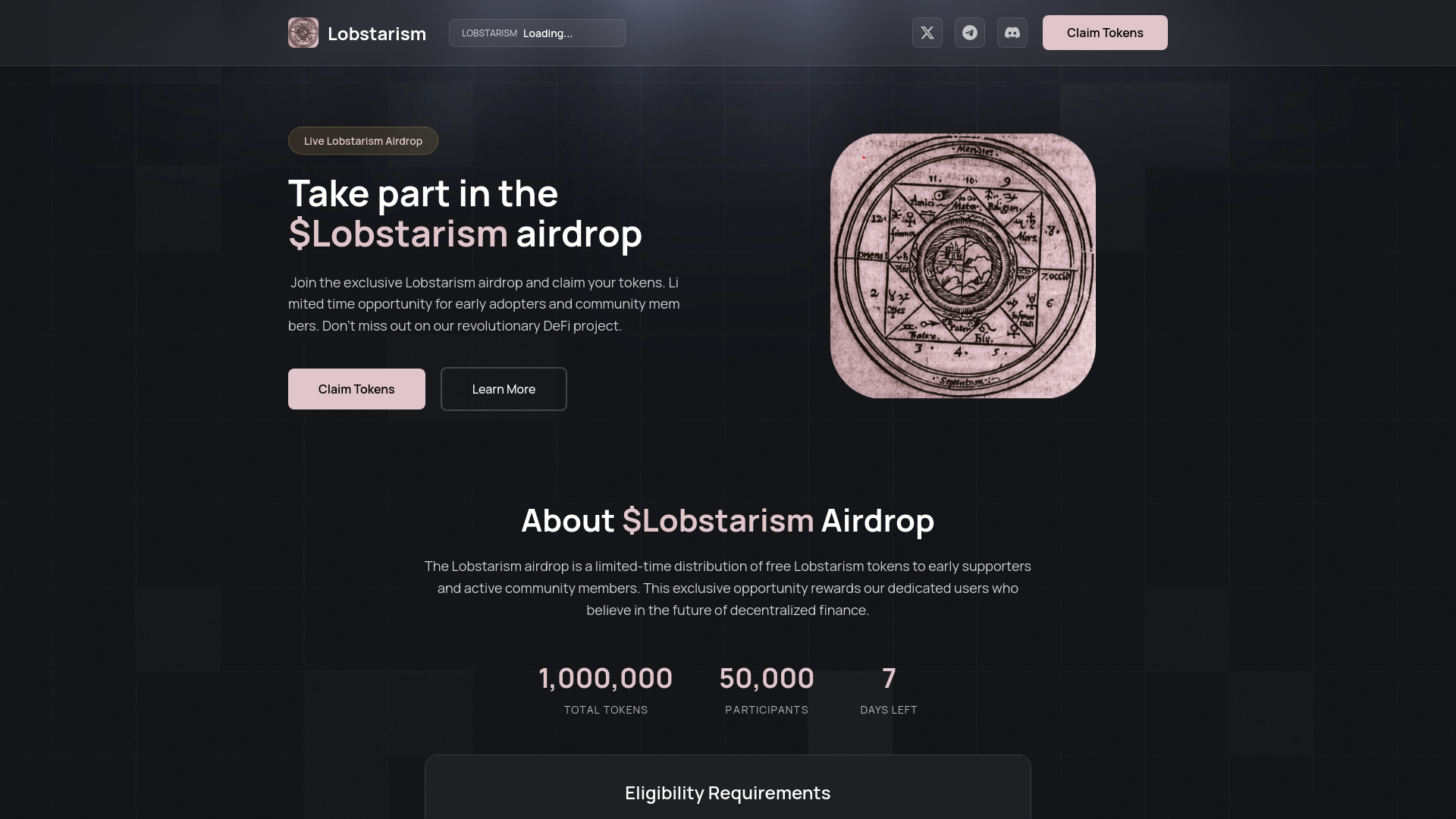 website screenshot of https://lobstarismclaim.pages.dev/
