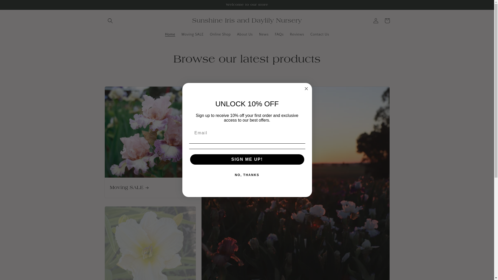website screenshot of https://sunshineirisanddaylilynursery.com/