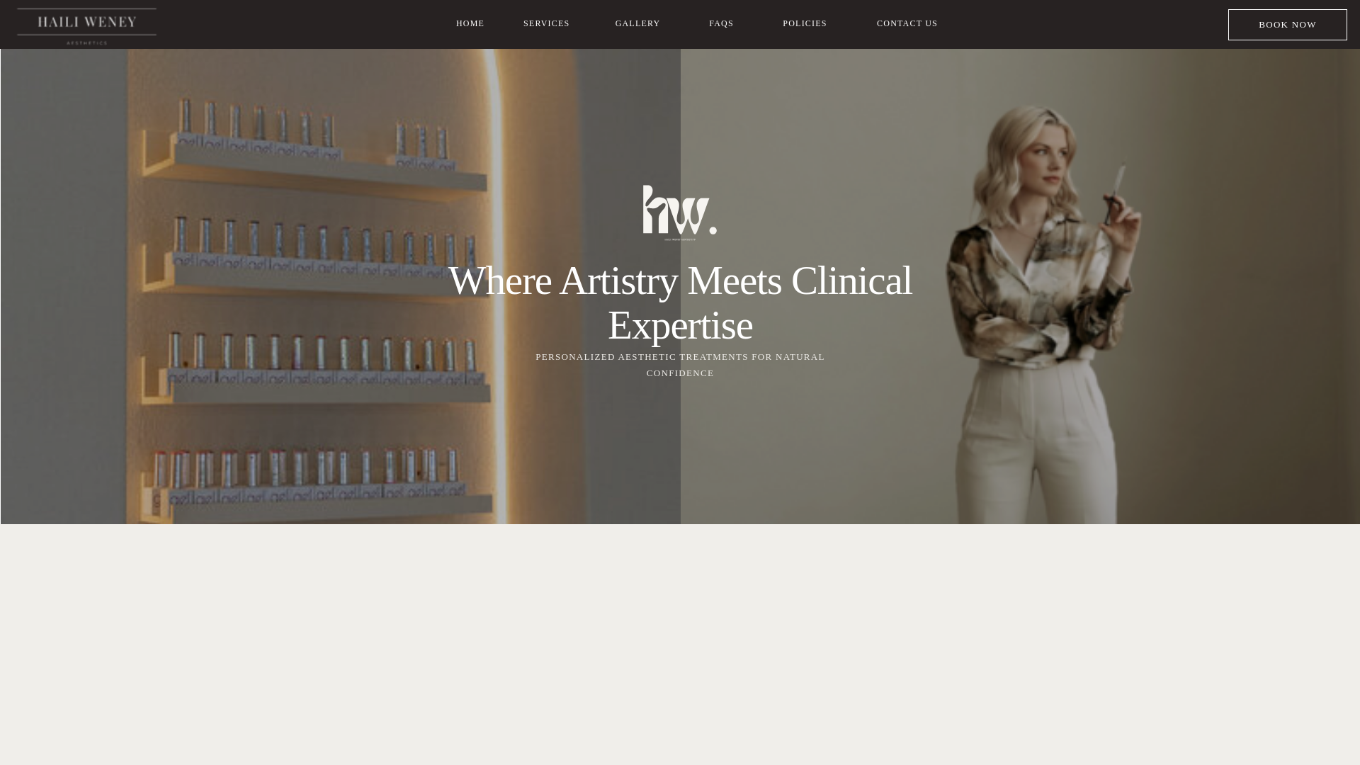 website screenshot of https://hailiweneyaesthetics.com