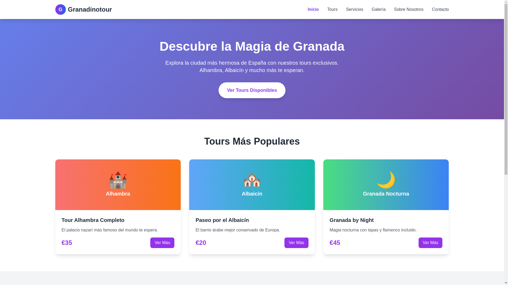 website screenshot of https://granadinotour.com/