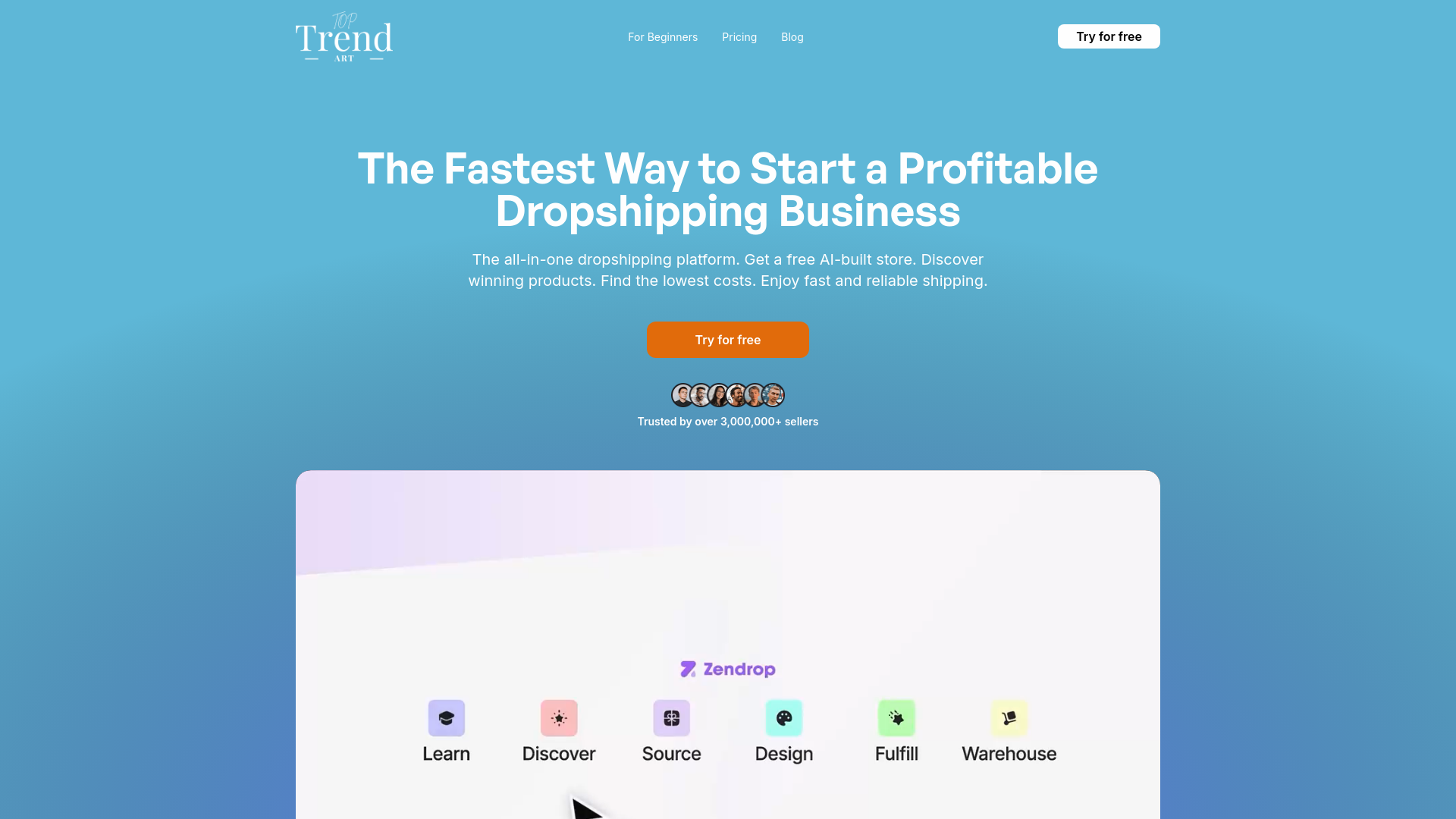 website screenshot of https://toptrendart.pro/