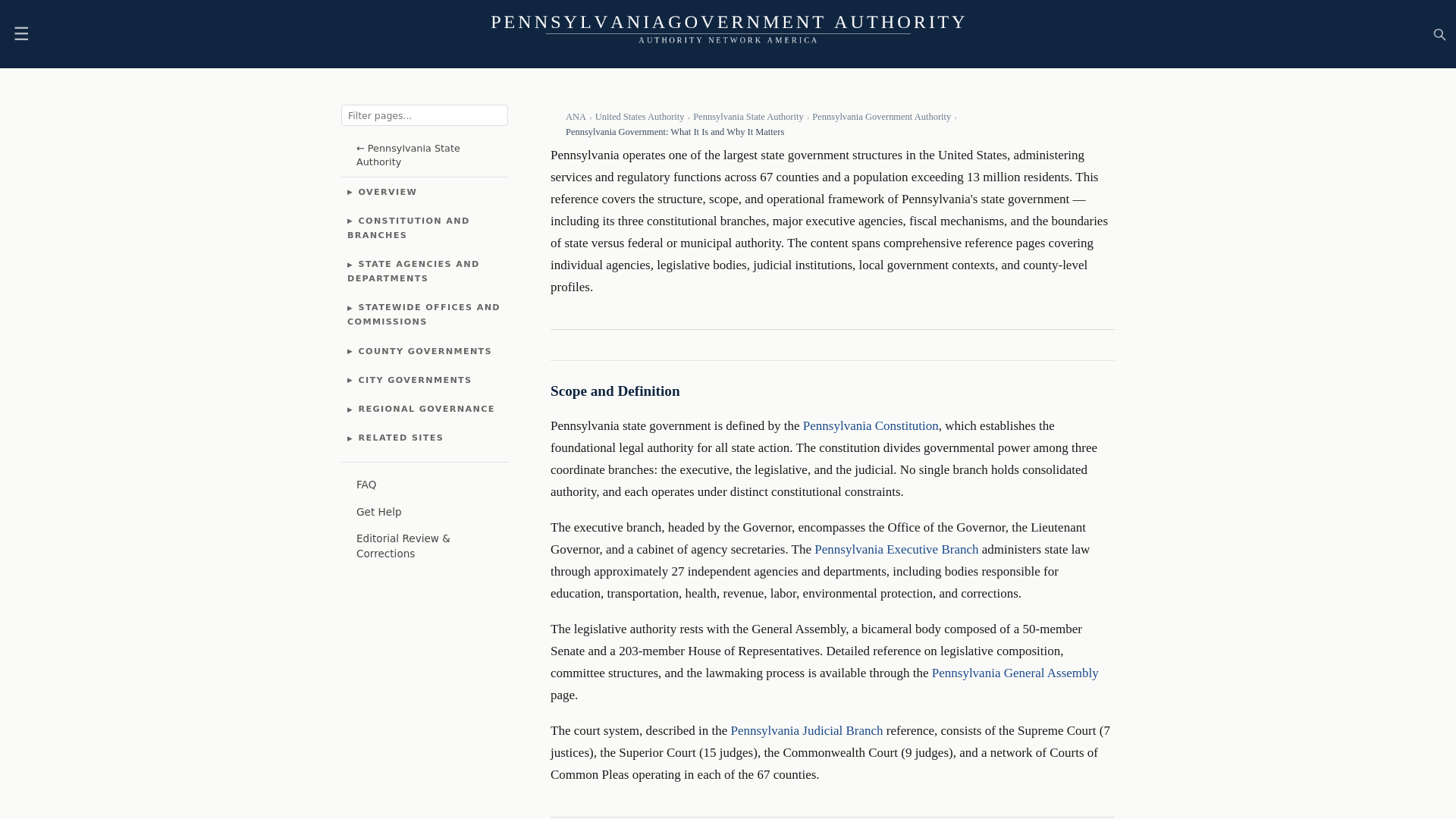 website screenshot of https://pennsylvaniagovernmentauthority.com/