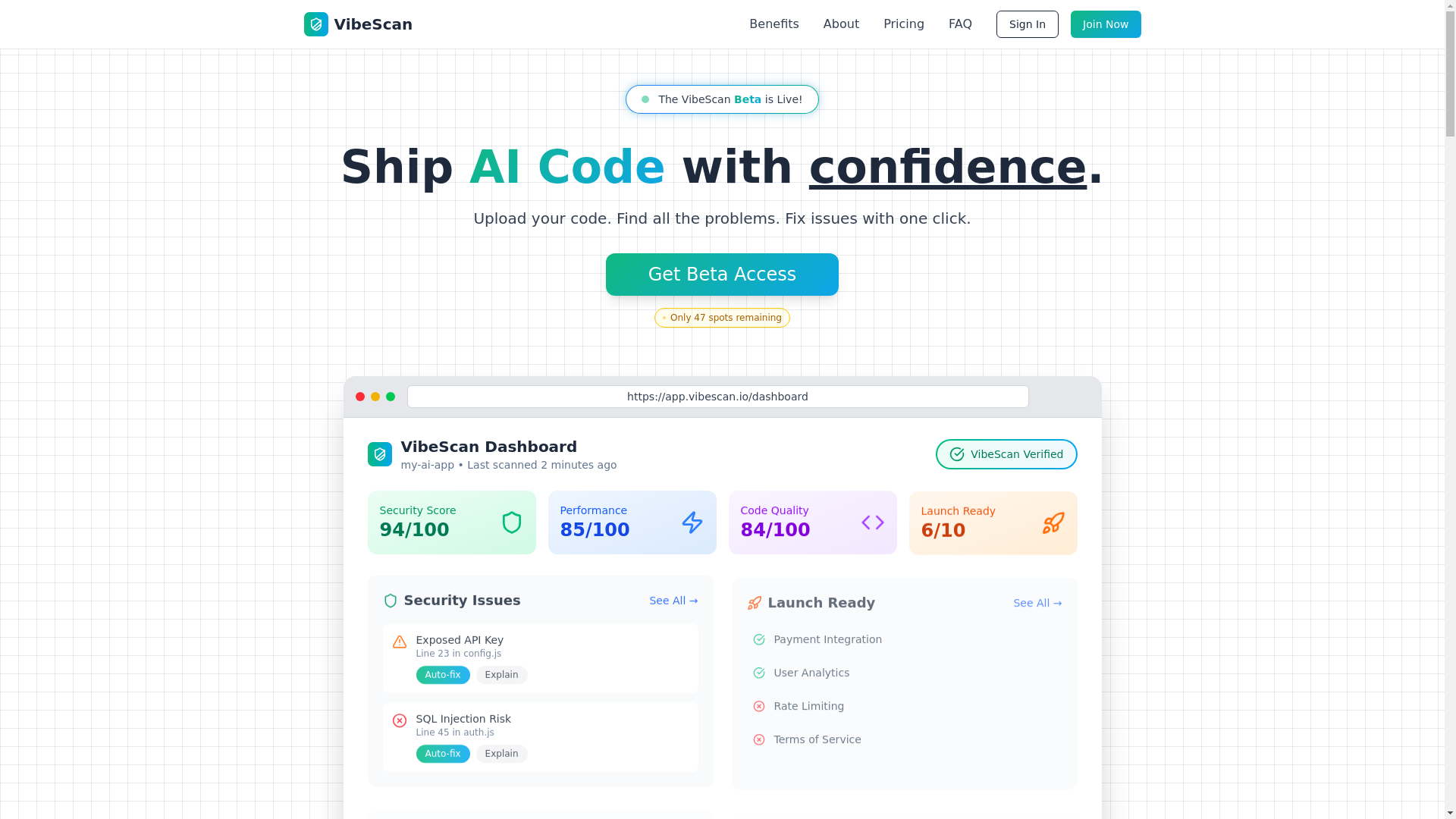 website screenshot of https://vibescan.pages.dev/