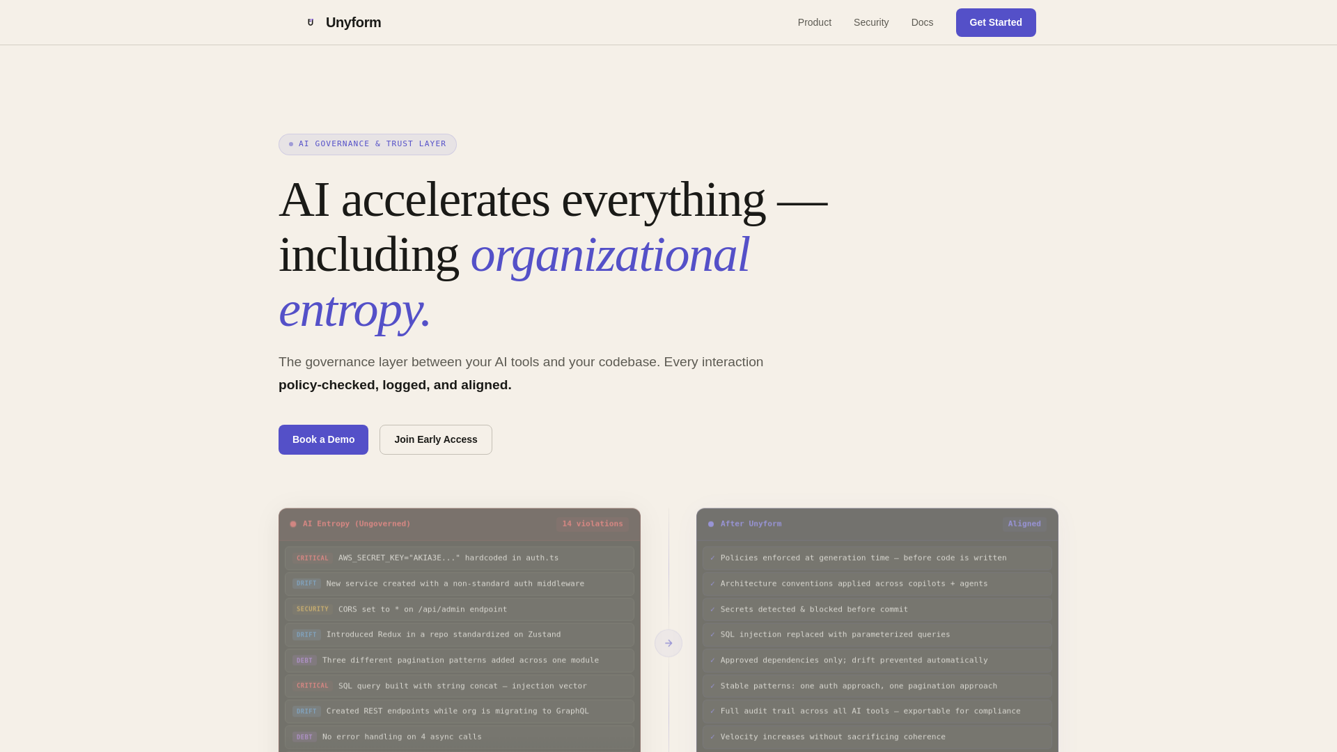website screenshot of https://unyform.ai/