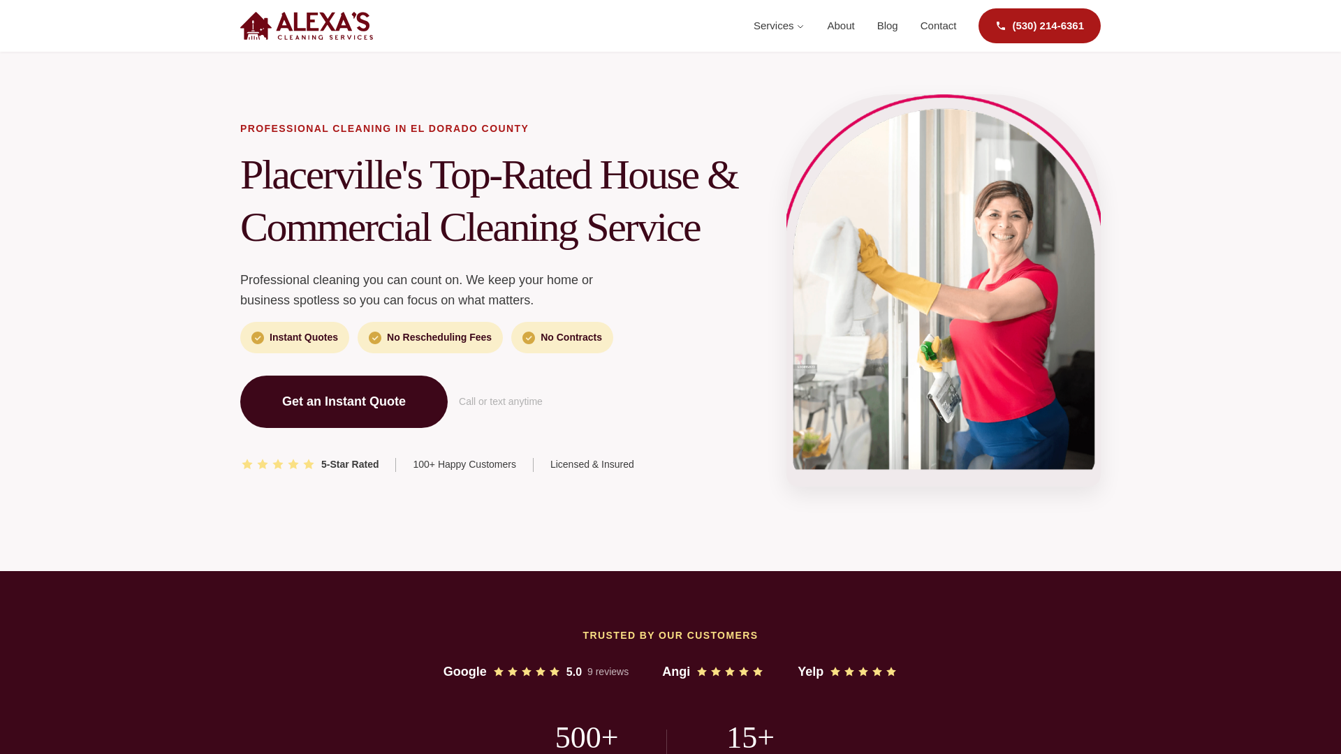 website screenshot of https://alexas-cleaning-website.pages.dev/
