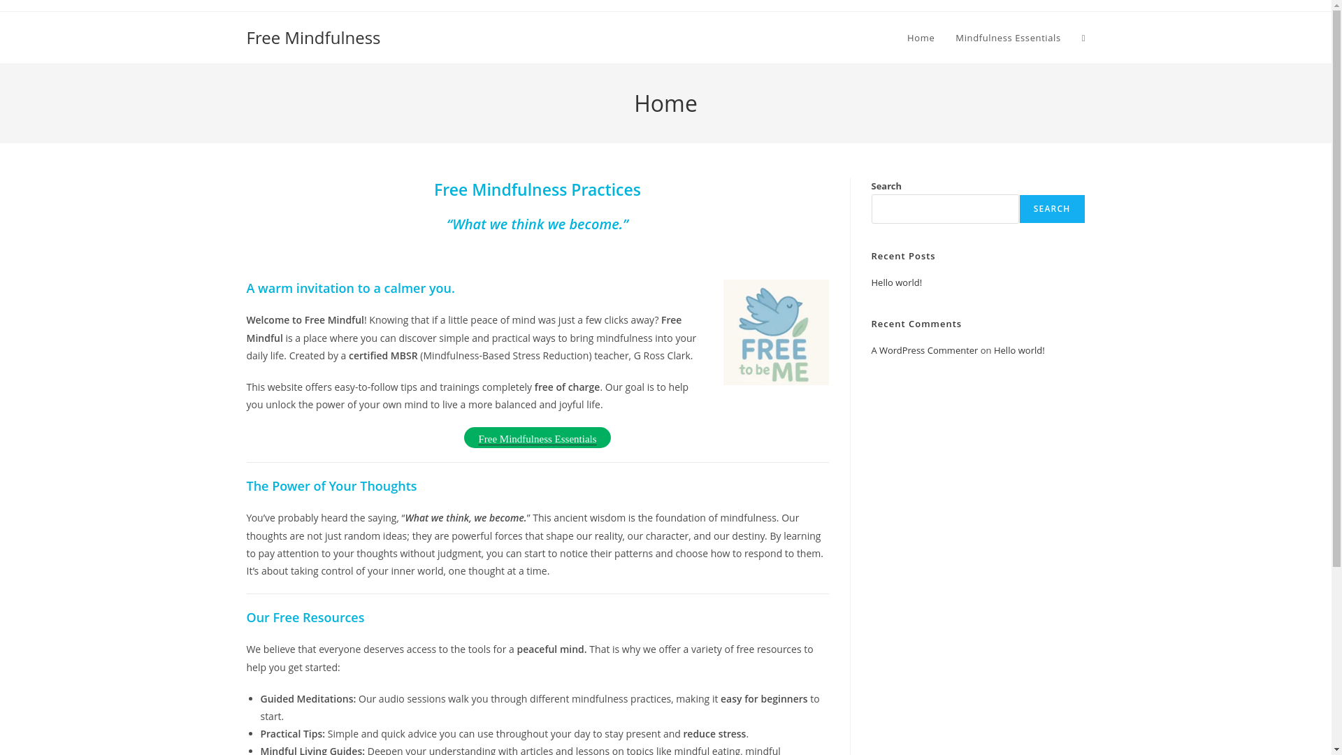 website screenshot of https://freemindful.org/