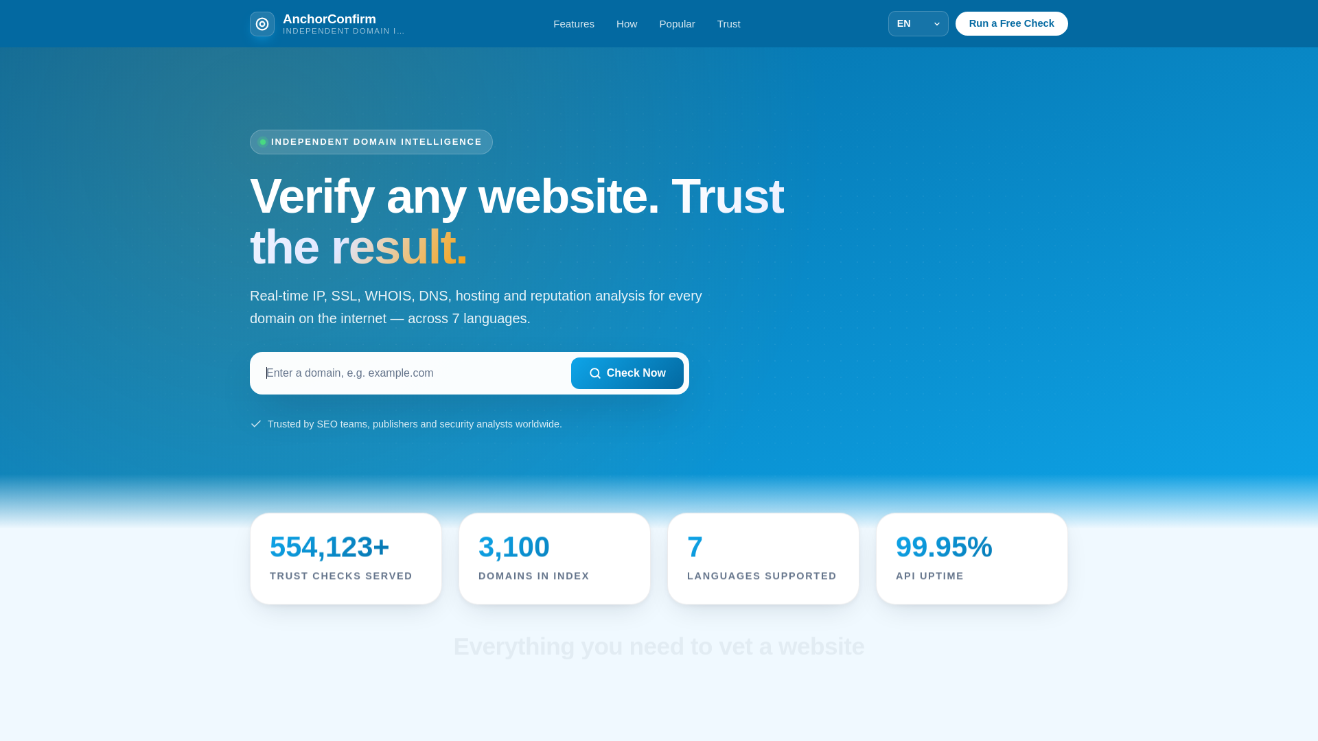 website screenshot of https://anchorconfirm.com/
