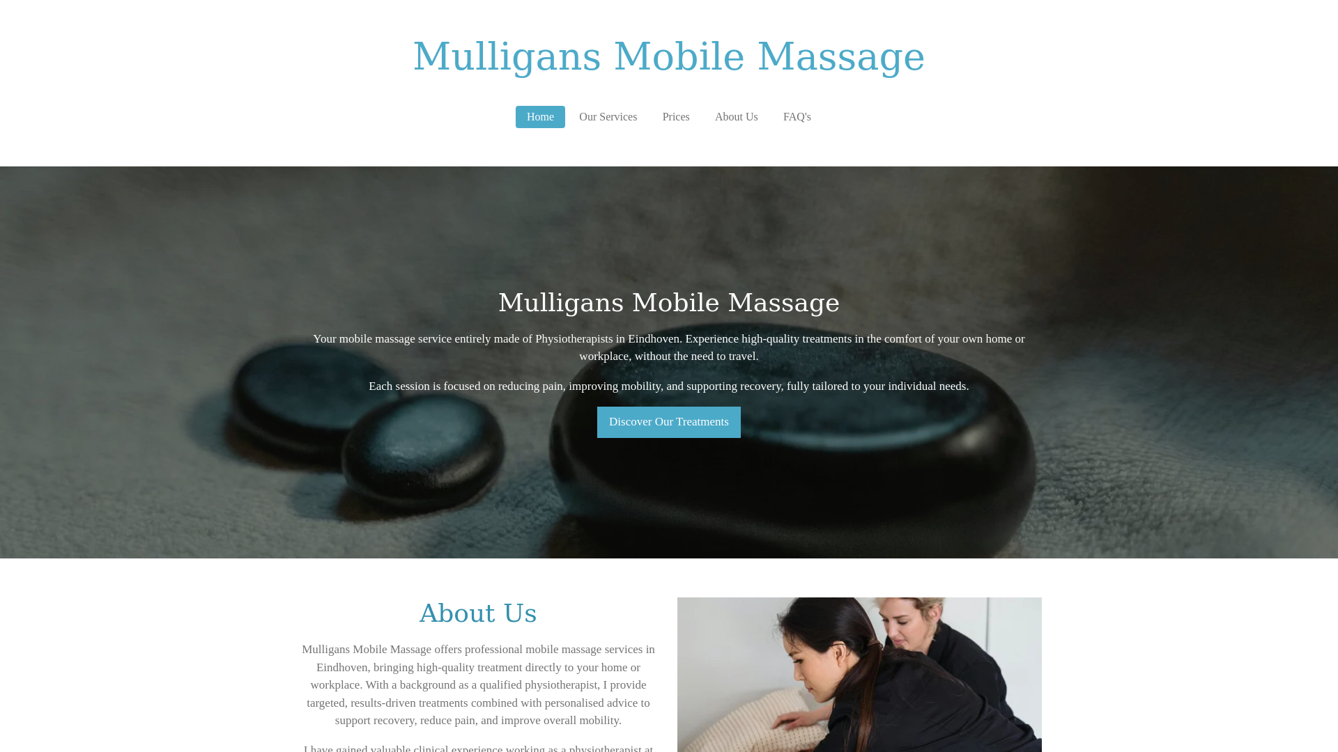 website screenshot of https://mulligansmobilemassage.nl/