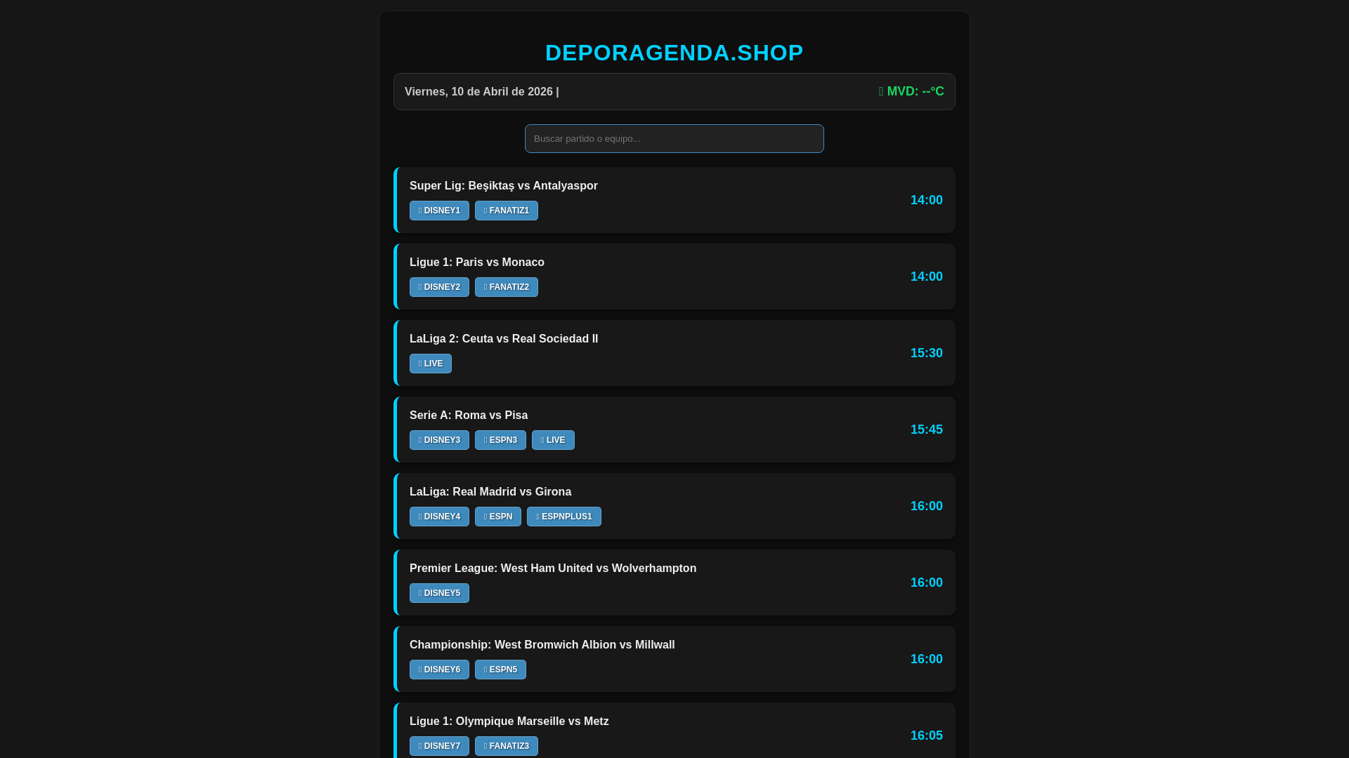 website screenshot of https://deporagenda.shop/