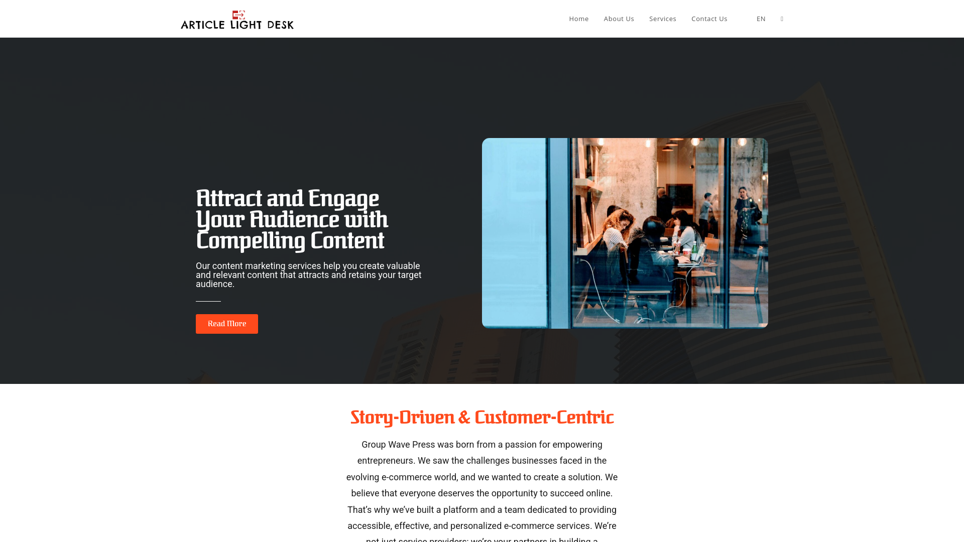 website screenshot of https://groupwavepress.com/