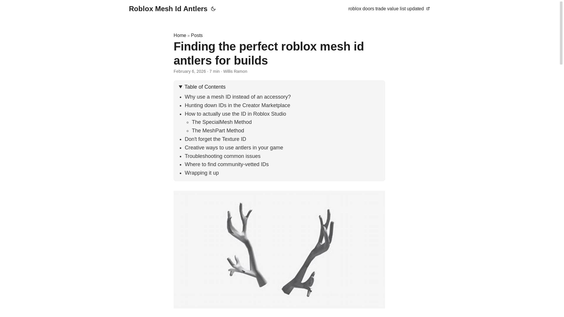 website screenshot of https://roblox-mesh-id-antlers.pages.dev/
