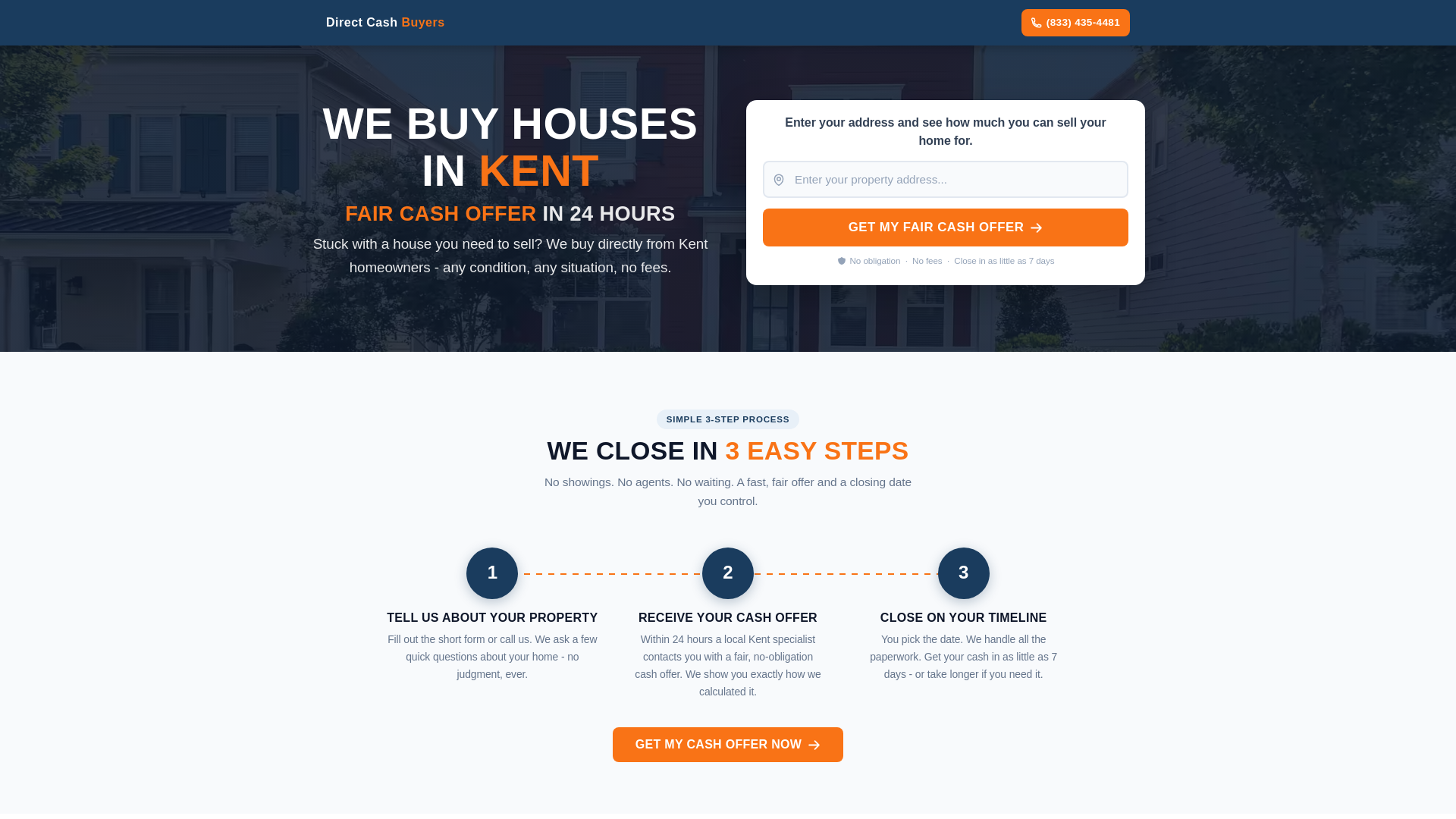 website screenshot of https://directcashbuyersnow.com
