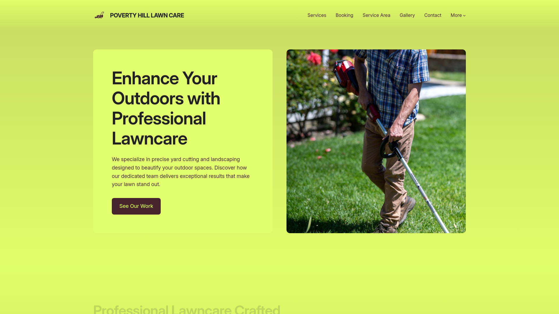 website screenshot of https://povertyhilllawncare.online