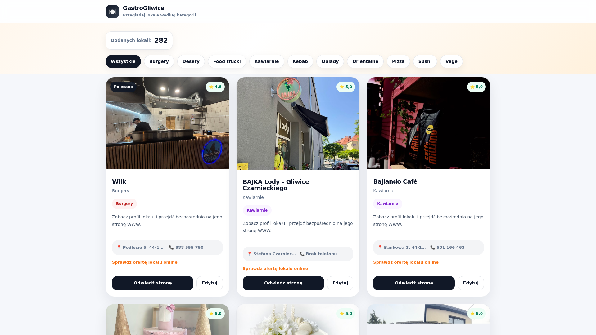 website screenshot of https://gastrogliwice.pl