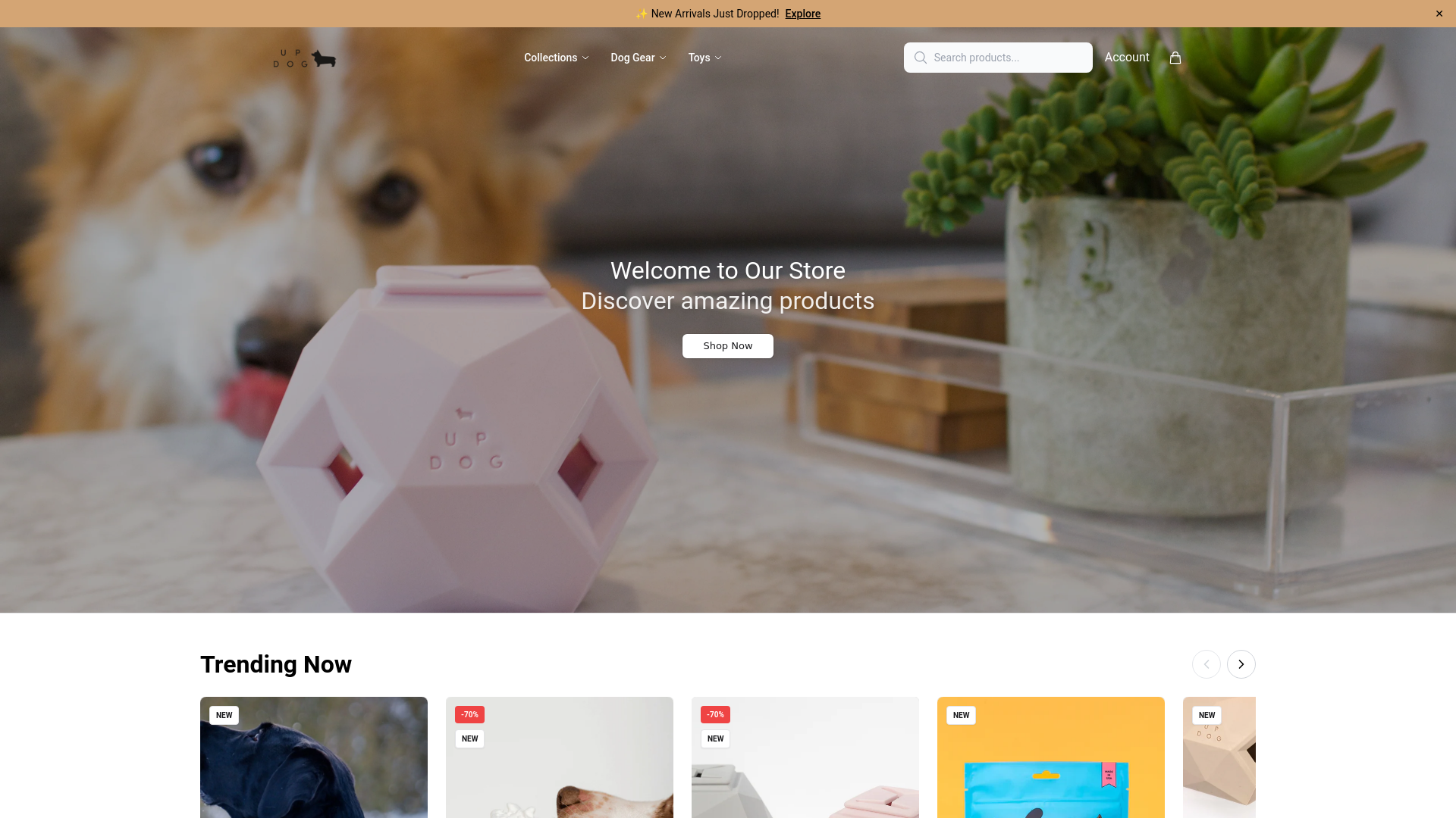 website screenshot of https://updogshoponline.shop/