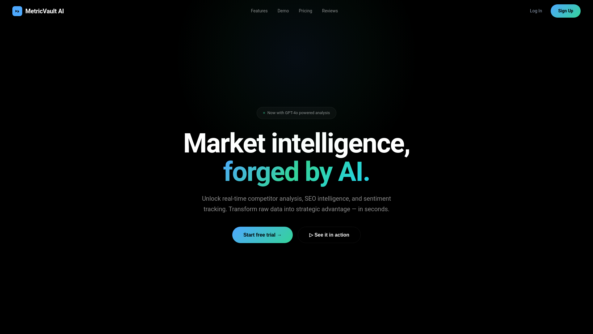 website screenshot of https://metricvaultai.pages.dev/