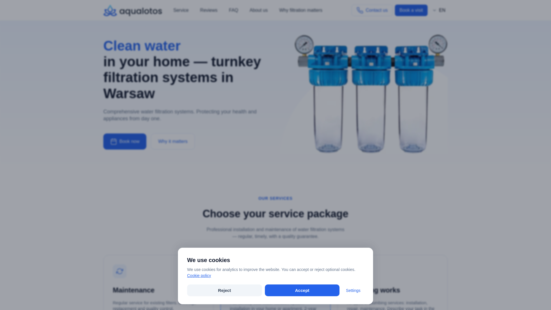 website screenshot of https://lotos-woda.pl