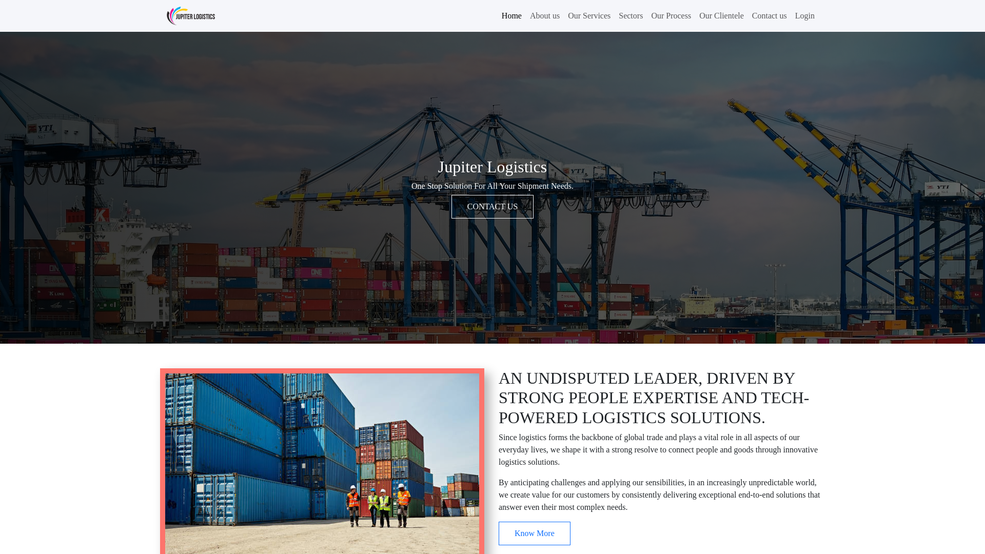 website screenshot of https://jupiterlogistic.in/