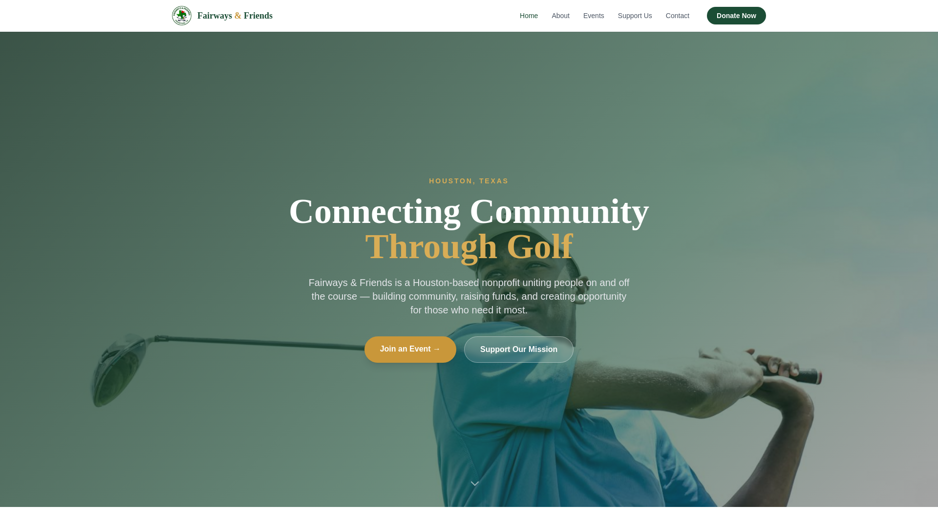 website screenshot of https://fairwaysandfriends.org/