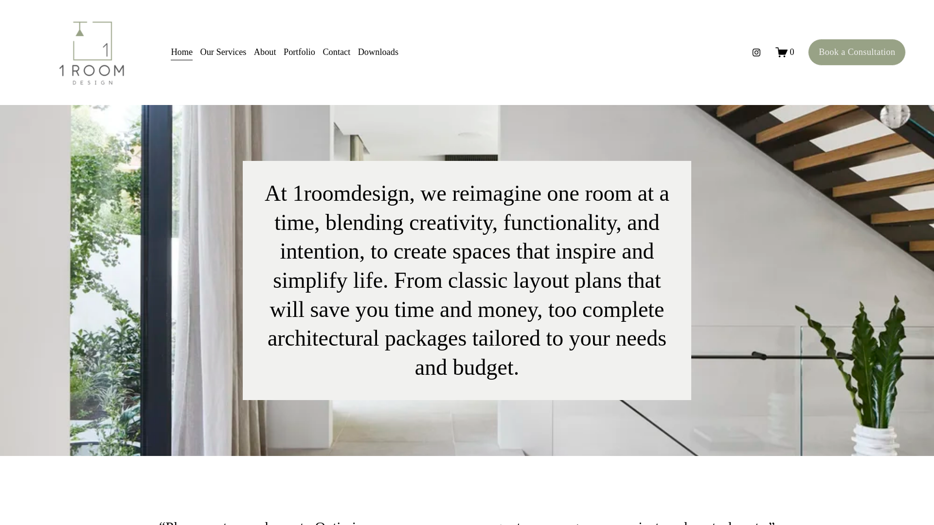 website screenshot of https://1roomdesign.com.au