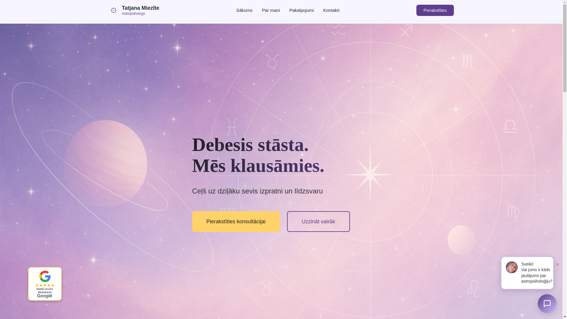 website screenshot of https://tatjana-miezite-astro.pages.dev/
