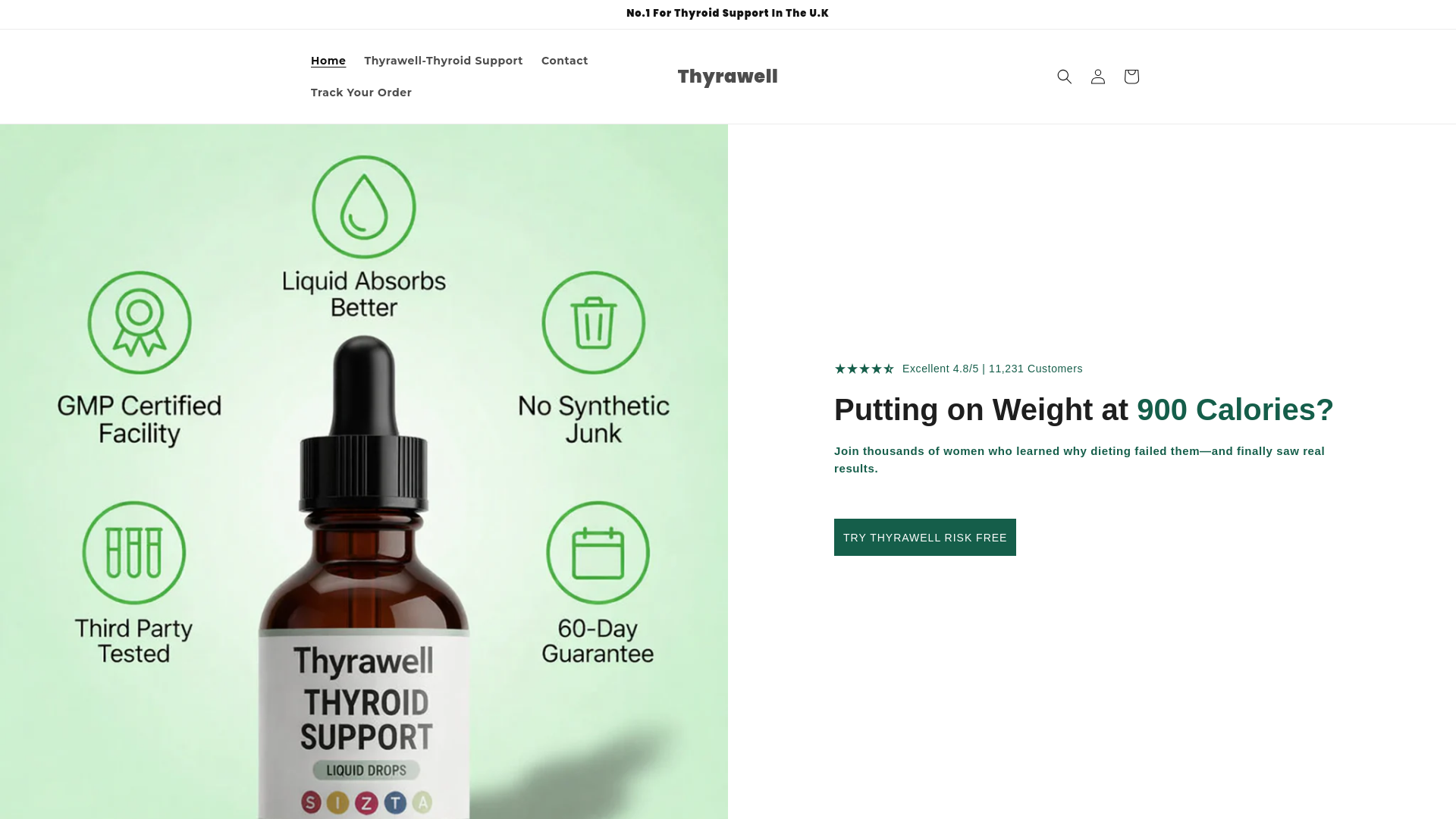 website screenshot of https://get-thyrawell.com/