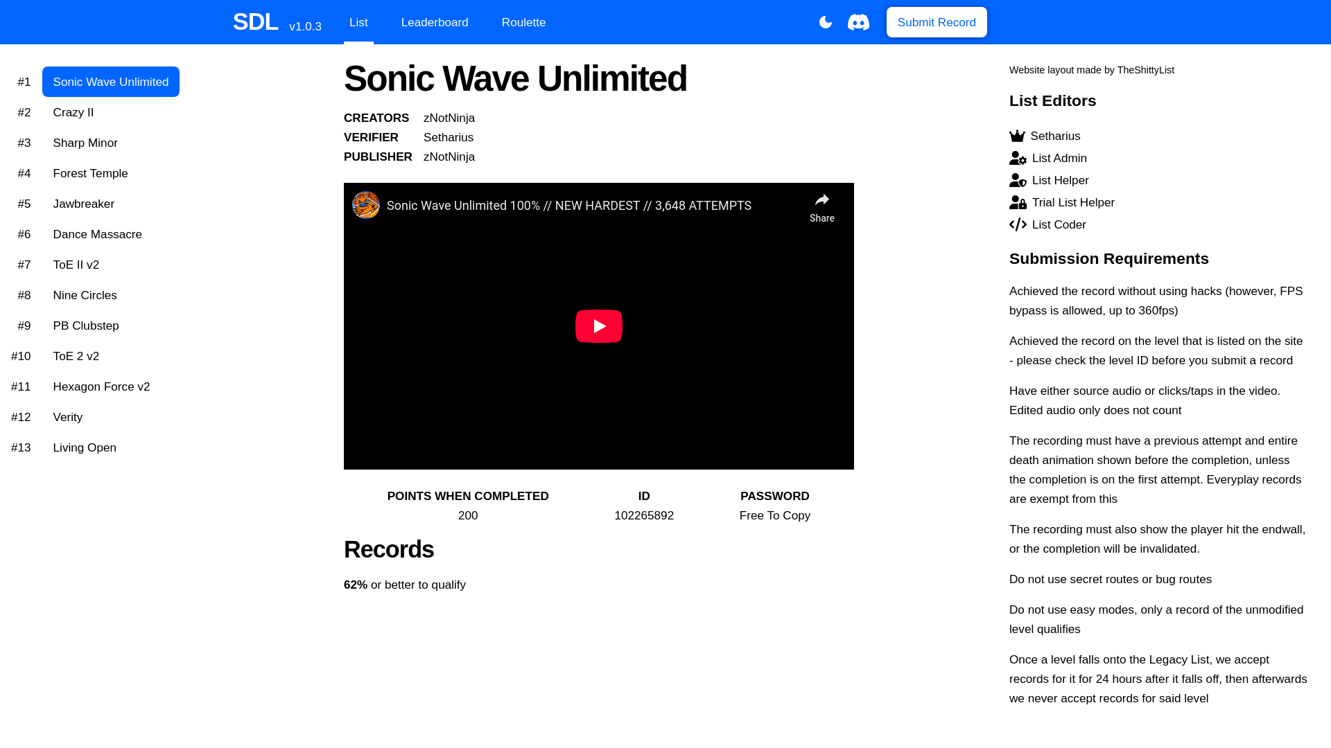website screenshot of https://sethariusdemonlist.pages.dev/