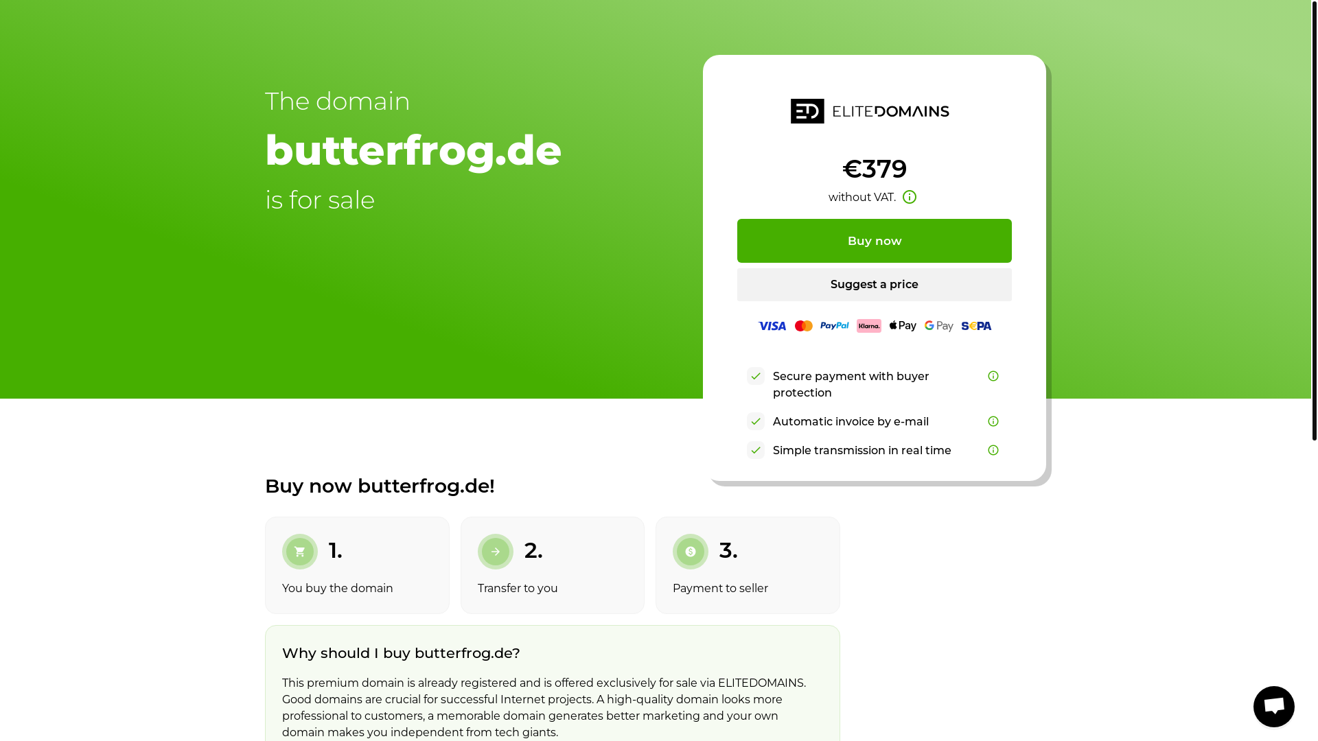 website screenshot of https://butterfrog.de/