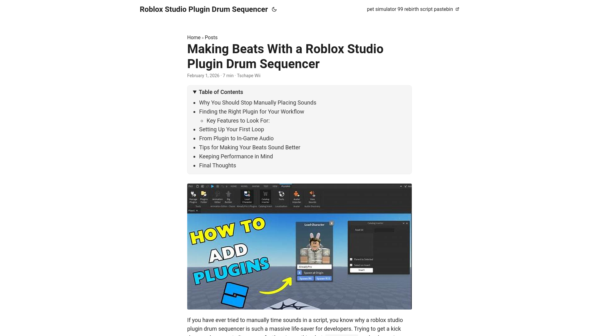 website screenshot of https://roblox-studio-plugin-drum-sequencer.pages.dev/