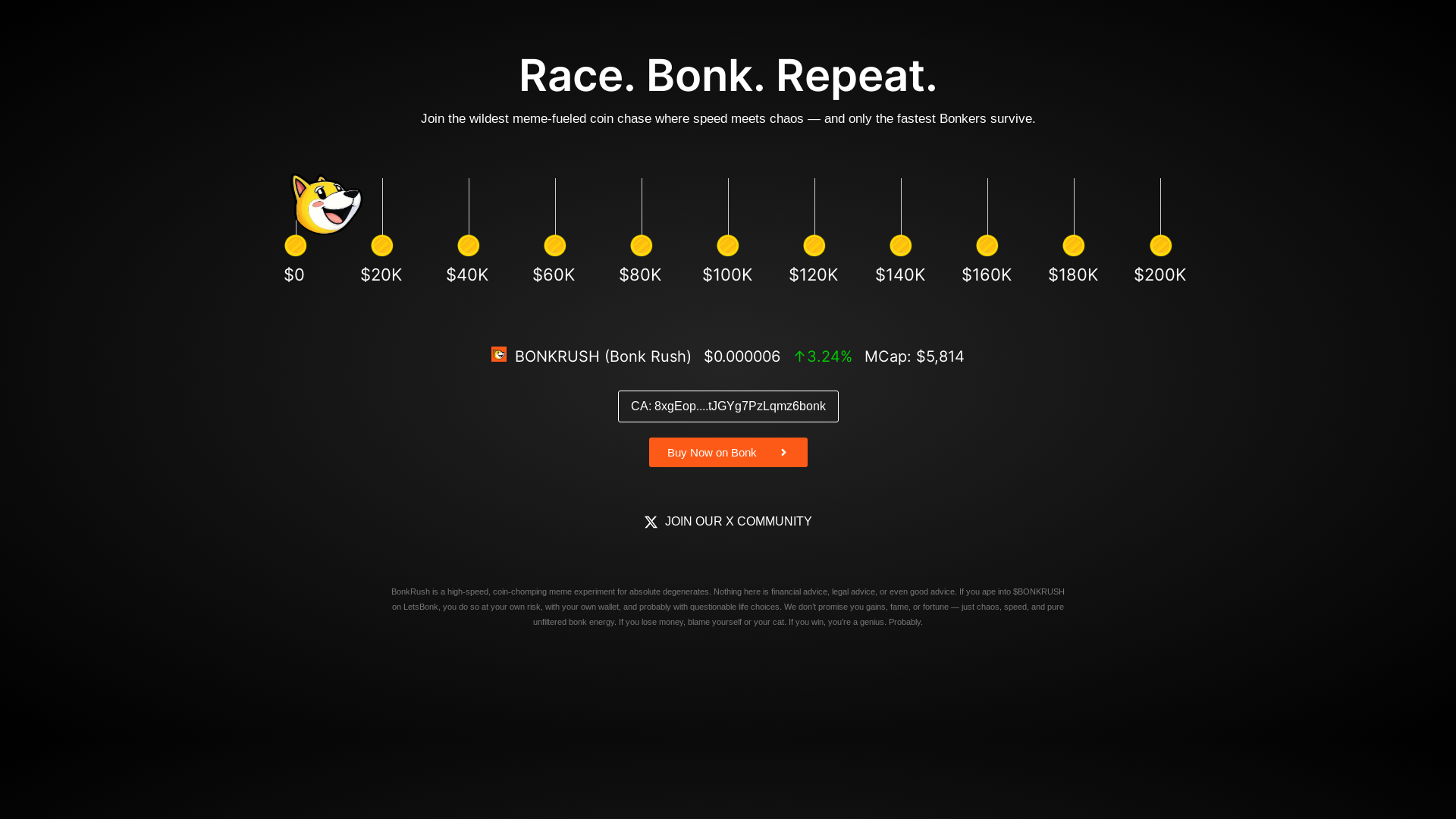 website screenshot of https://bonkrush.xyz/