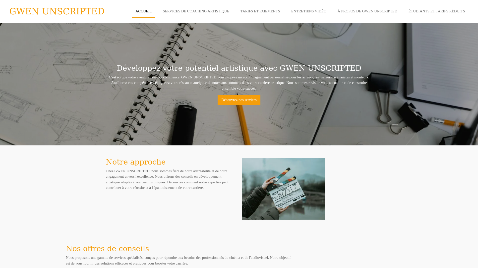 website screenshot of https://gwen-unscripted.com