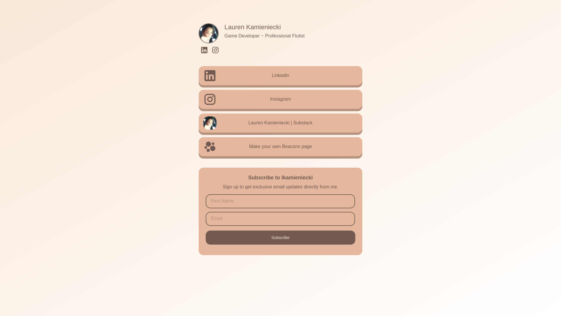 website screenshot of https://lkamieniecki.com/