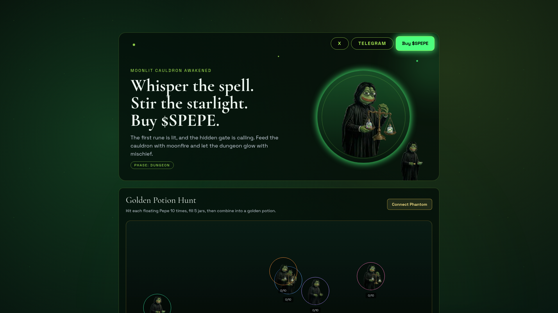 website screenshot of https://severuspepe.fun/