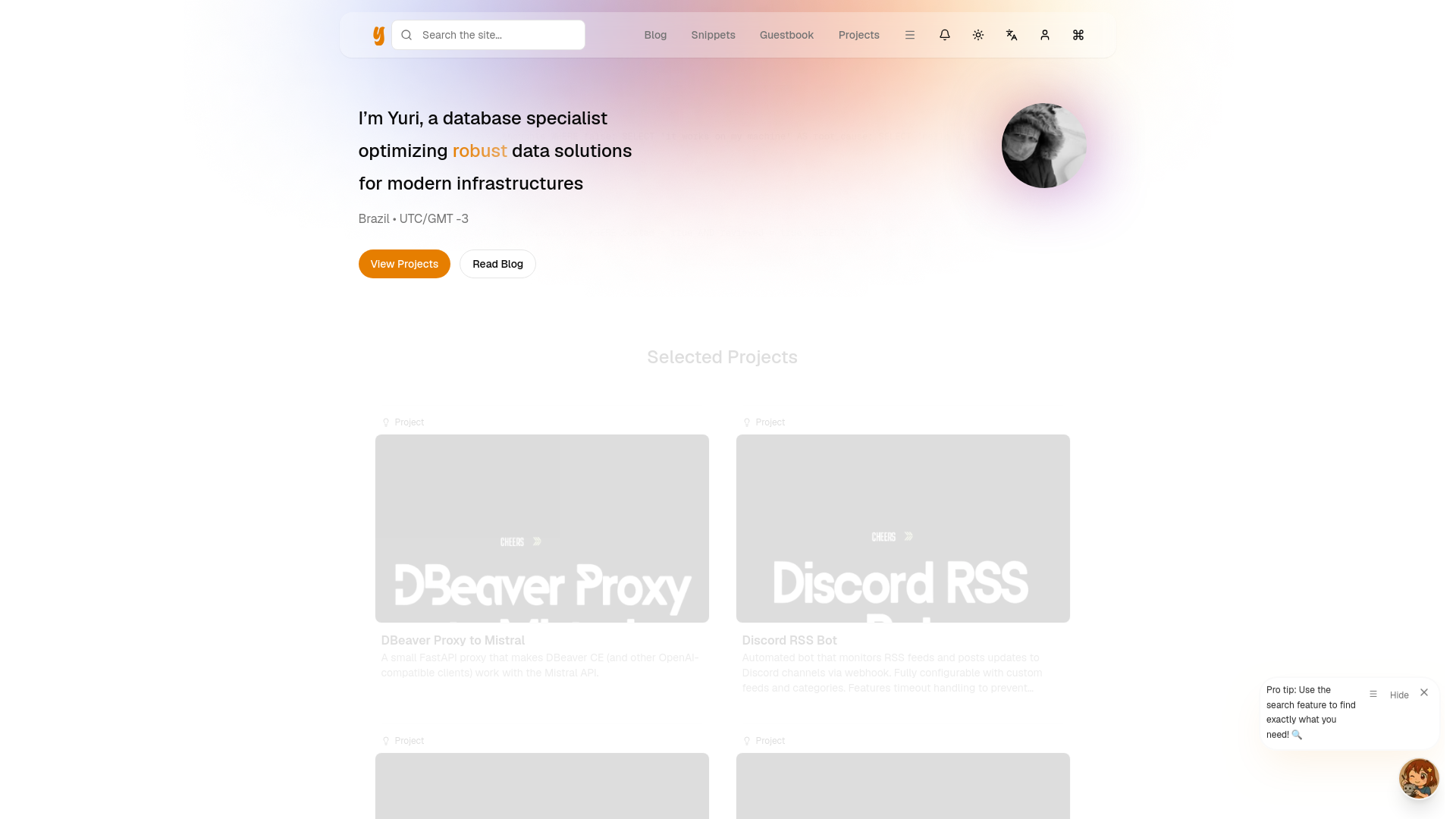 website screenshot of https://yuricunha.com/