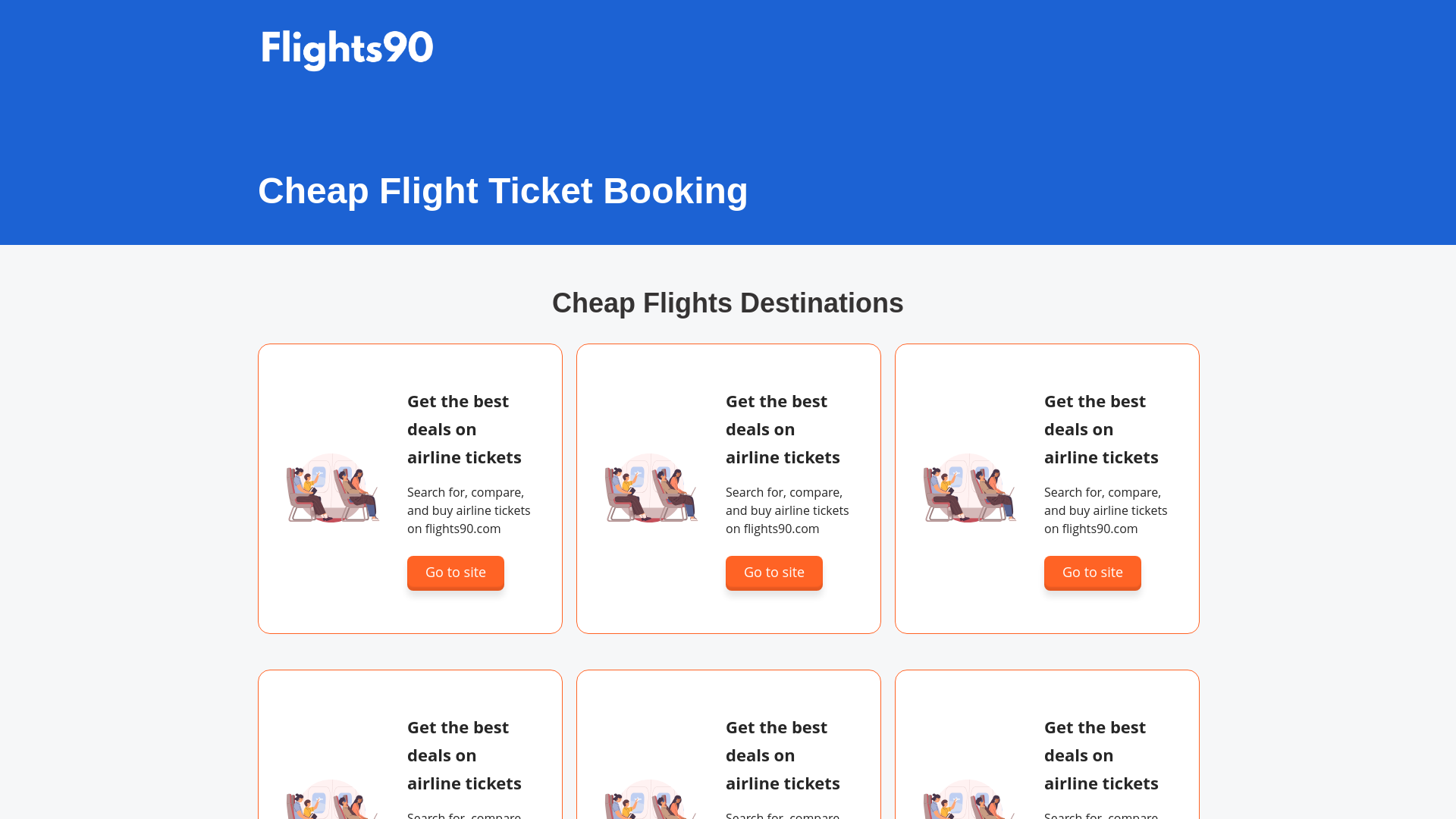 website screenshot of https://flights90.com